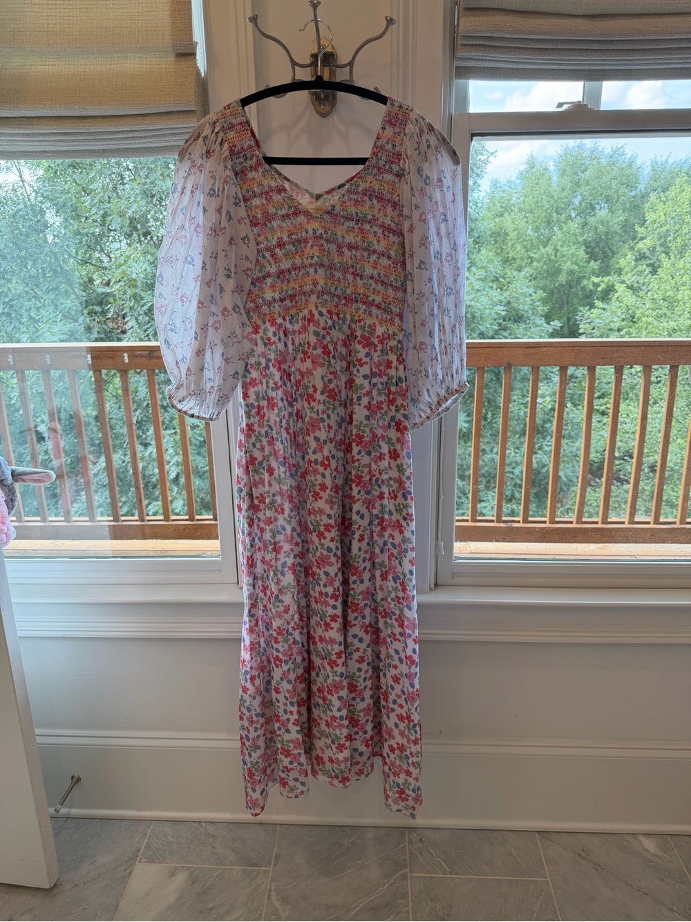 LoveShackFancy Pastel Multi-Color Smocked Midi dress